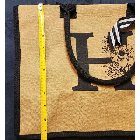 Monogrammed Initial Letter H Canvas Tote Makeup Beach Bag Sun Hat Gift Set Box - Picture 4 of 16